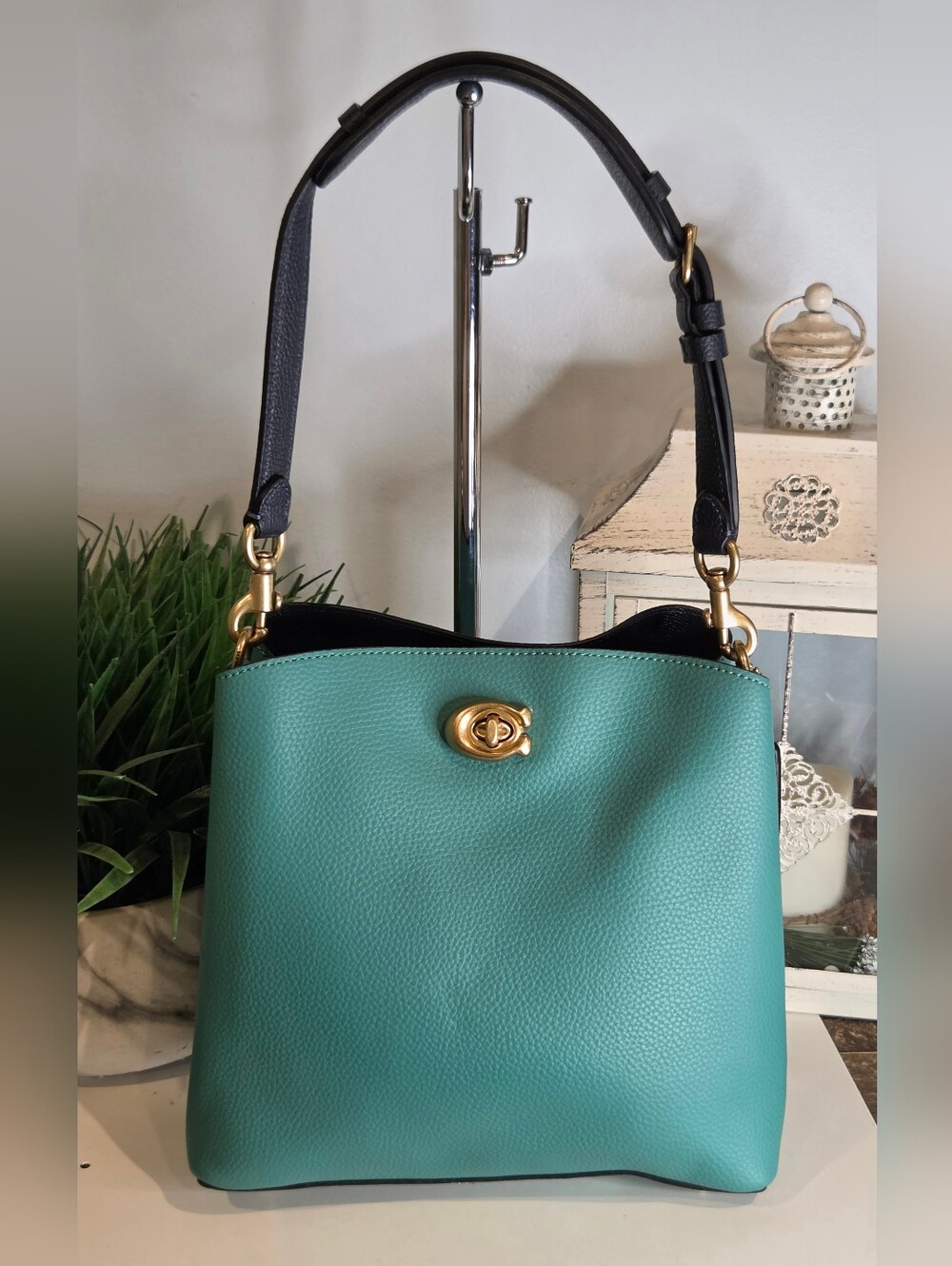 Coach Willow Bucket Bag Teal Leather